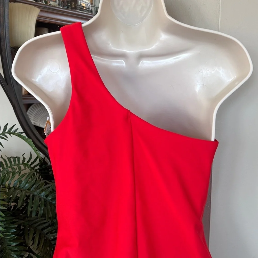 Brand New Kona Sol Red One Shoulder One Piece Tummy Control Swimsuit Bodysuit